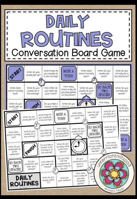 Daily Routines Conversation Board Game Unterrichtsmaterial Im Fach Französisch