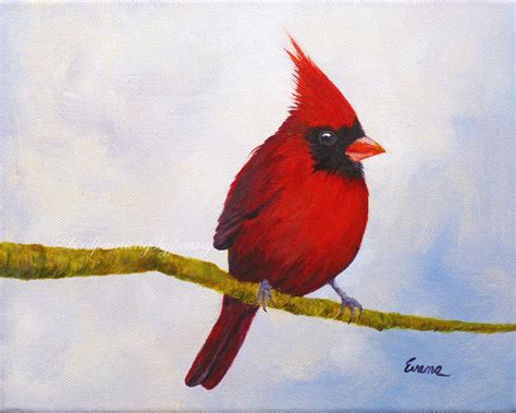 Casanova Cardinal Painting 8 X 10 Original Bird Painting