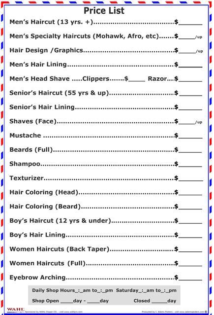 Get the best deals on craft moulding & casting supplies. Barber Shop Price List | Salon price list, Barber shop, Barber