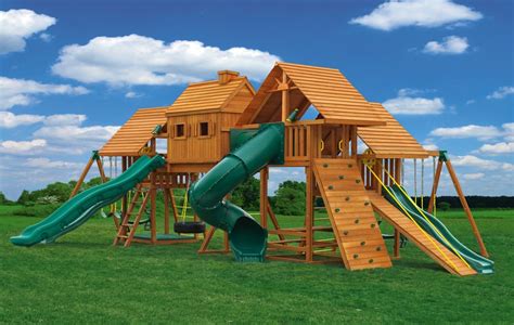 Multi Deck Imagination Wooden Playsets Eastern Jungle Gym Backyard