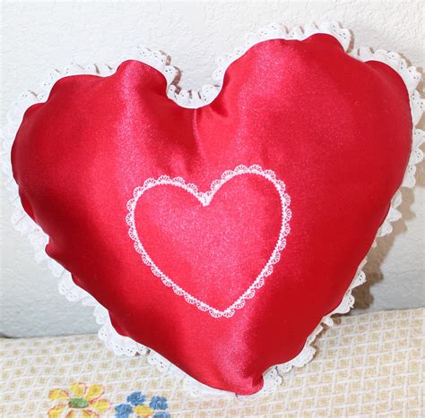 Heart Pillow Satin And Lace Etsy
