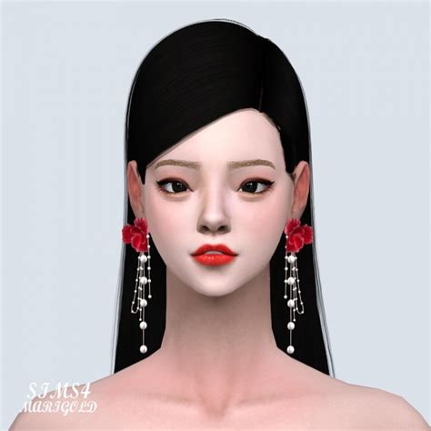 Sims4 Marigold Big Flower Fancy Earrings • Sims 4 Downloads
