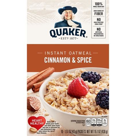 Quaker Cinnamon And Spice Instant Oatmeal Smartlabel™