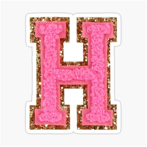 H Bubblegum Glitter Varsity Letter Patches Sticker For Sale By