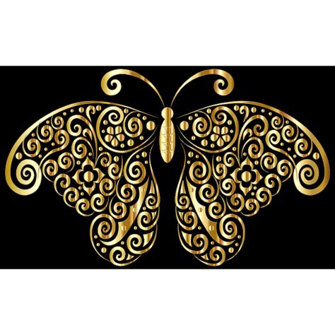 Gold Floral Flourish Butterfly Silhouette | Free SVG