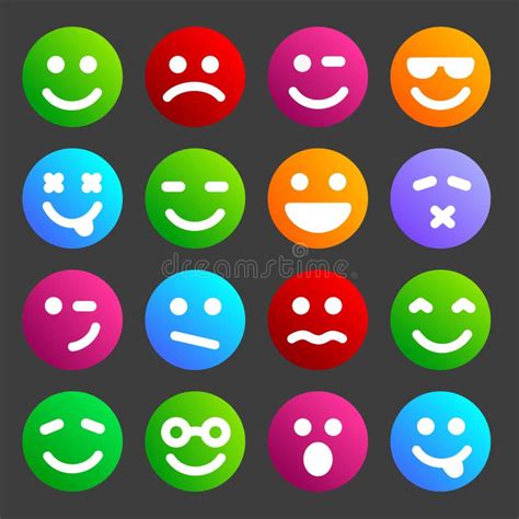 Set Smiley Ikony Różne Emocje Ilustracja Wektor Ilustracja Złożonej