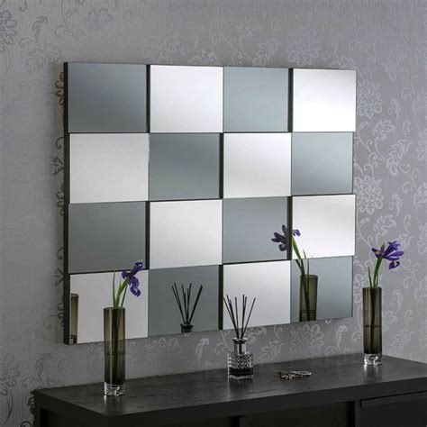 Bevelled Contemporary Grey Layered Wall Mirror Homesdirect365