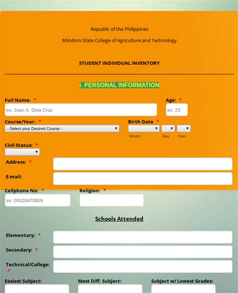 The main benefit of paying in cash is that there is no fee. Student Registration Form Template | JotForm