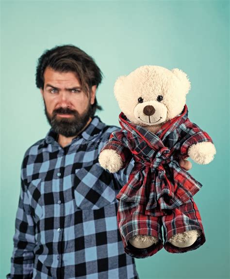 Handsome Caucasian Man Holding Teddy Bear Ready For Valentines Day
