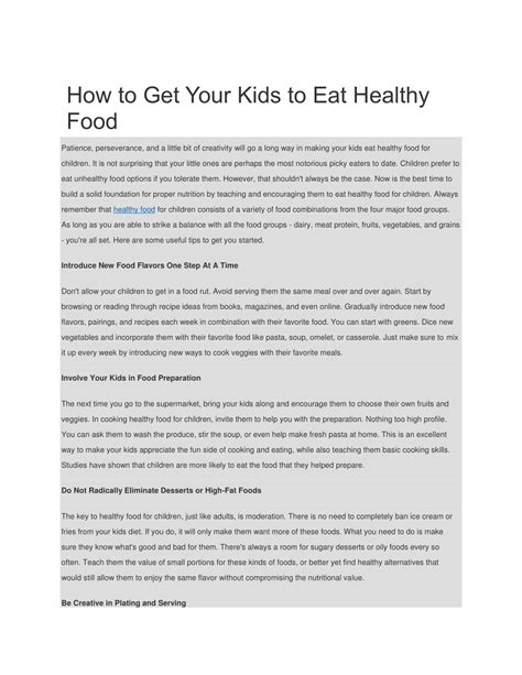 Ppt How To Get Your Kids To Eat Healthy Food Powerpoint Presentation