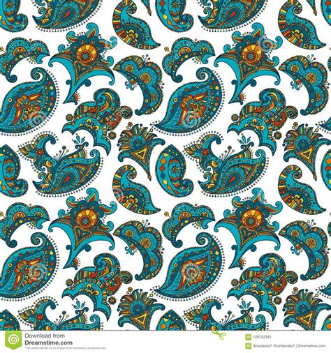 Pillows with a great pattern and some gerber. Mehndi Seamless Pattern, Turquoise, Orange And Yellow Curl ...