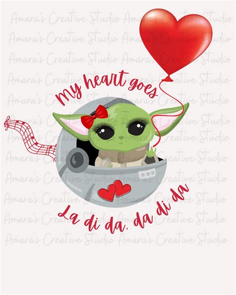 Baby Yoda Girl Valentine Png Funny Valentine Star Wars Etsy