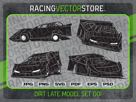 Late Model Dirt Race Car Vector Clipart Image Cuttable In Etsy