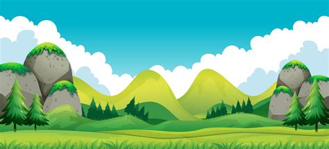 Scene Of Green Field With Mountains Background 519542 Vector Art At