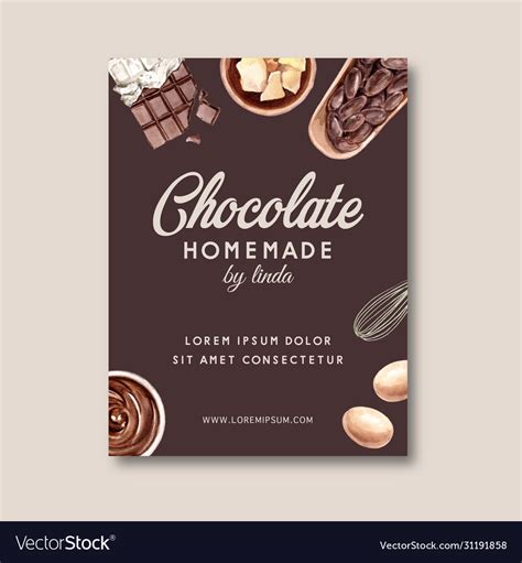 Chocolate Poster Design With Ingredients Making Vector Image