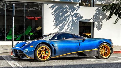 Pagani Huayra 730 S With A Blue Carbon Fiber Body And Sitting On Gold