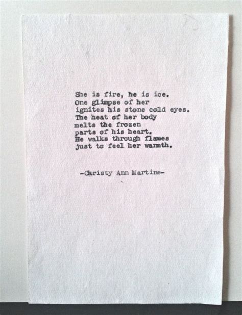Love Poetry She Is Fire Poem Romantic T Typed Onto Cotton Paper By