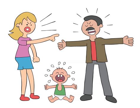 Padres De Dibujos Animados Peleando Y Beb Llorando Ilustraci N