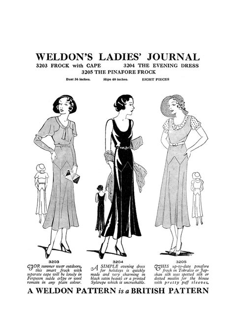 1930s Weldon Ladies Journal Sewing Pattern For Three Frocks Bust 36 Ebay