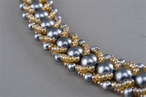 Buy Beaded Necklace Woven Seed Bead Accessory Handmade Designer Jewelry