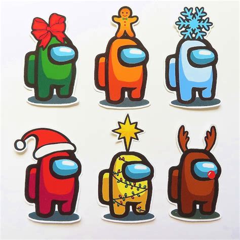 Among Us Christmas Holiday Edition Sticker Pack Etsy