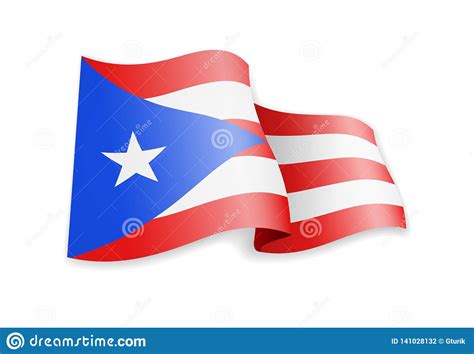 Bandera De Puerto Rico En El Viento Bandera En El Ejemplo Blanco Del