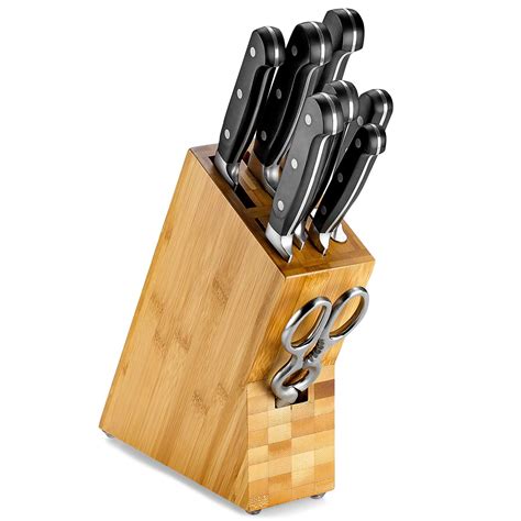 Bamboo Knife Storage Block Universal Kitchen Knife Organizer With 8