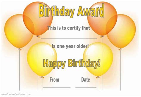 Printable Happy Birthday Certificate Printable Templates Wonderland