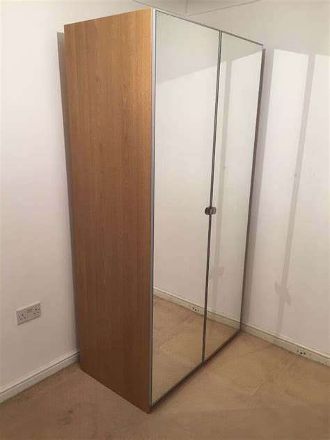 Double wardrobe with mirror plus 2 singles total measurements: Ikea pax oak wardrobe with mirrored doors | in Gateshead ...