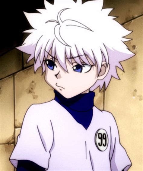 An Anime Character With White Hair And Blue Eyes Standing In Front Of A