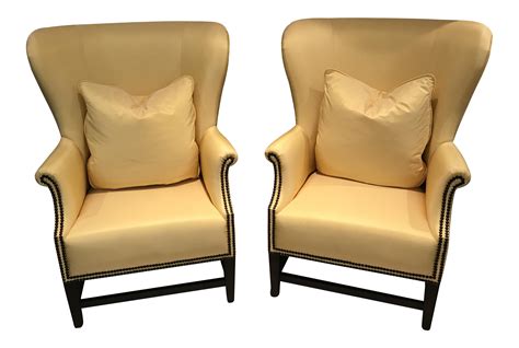 Designer Silk Accent Chairs - A Pair | Chairish