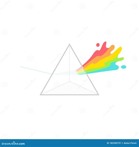 White Light Dispersion Triangle Prism Colorful On White Background