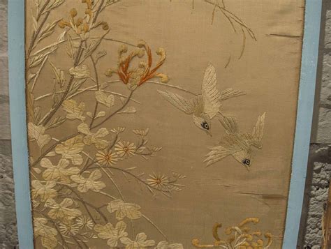 Chinese Silk Screen Panels 19thearly 20th Century Silk Embroidery