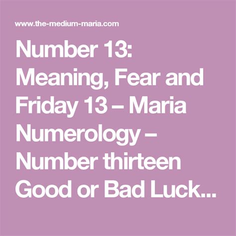 Number 13 Meaning Fear And Friday 13 Maria Numerology Number