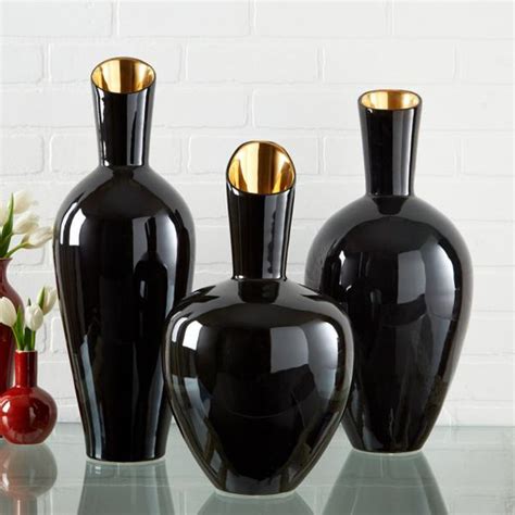 Noir Gold Set Of 3 Decorative Vases Design By Twos Company I Burke Decor