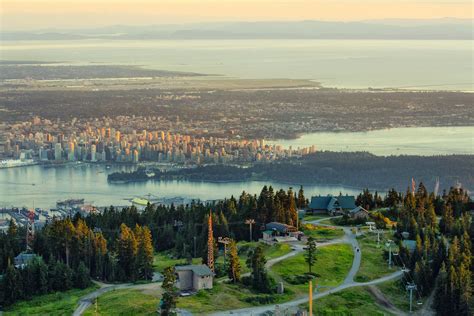 Summertime View From Grouse Mountain Vancouver City North Vancouver