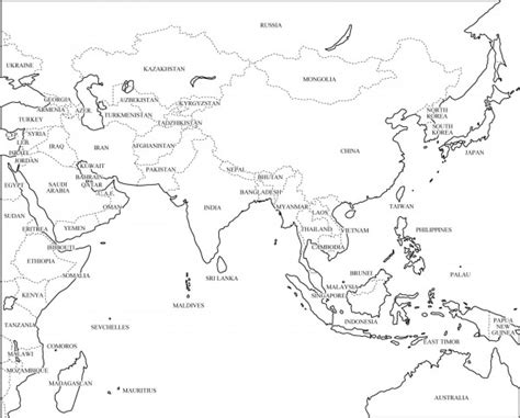 Dibujos de Mapas de Asia y Paises para colorear Colorear imágenes