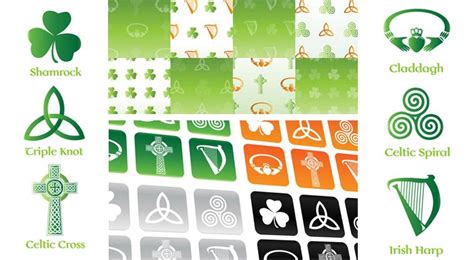 Irish And Celtic Symbol Set Backgrounds Buttons Patterns 129482 Free Ai