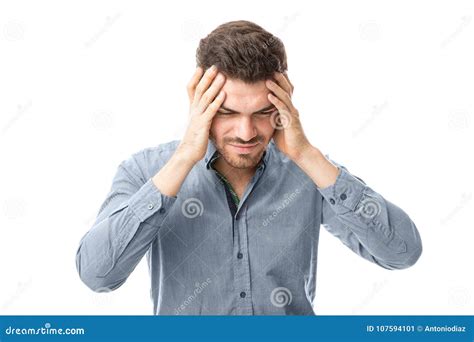 Young Man Feeling Overwhelmed Stock Image Image Of Stressed Male
