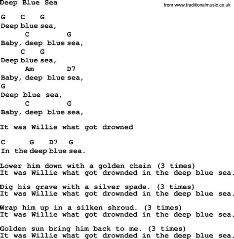 Top Folk And Old Time Songs Collection Deep Blue Sea Lyrics With Chords And Pdf