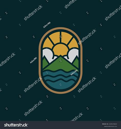 Sun Mountain Ocean Logo Design Suitable Stock Vector Royalty Free