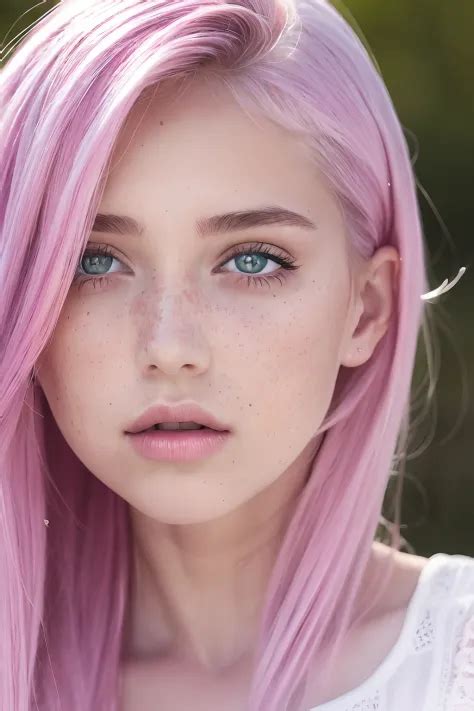 Photo Of Beautiful Age 18 Girl Pastel Hair Freckles Sexy Beautiful