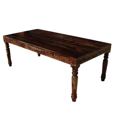 Langley Hand Carved Solid Wood Marbleized Dining Table