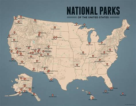 59 parks national parks playing cards. US National Parks Map 11x14 Print - Best Maps Ever