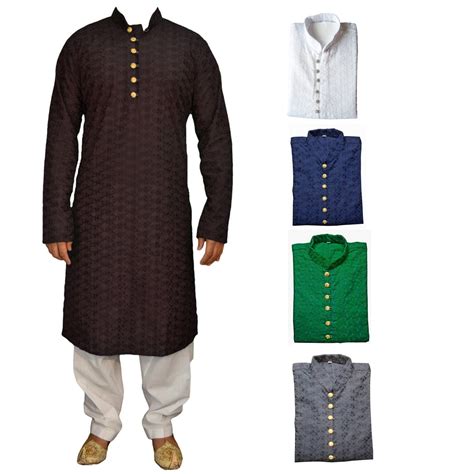 Men S Indian Cotton Kurta Pajama Sherwani Traditional Outfit Gr