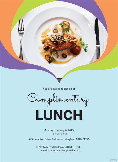 complimentary lunch invitation template  ms word