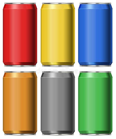 Six Colors Of Cans Without Labels Stock Vector Illustration Of