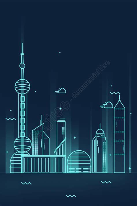 Concise Cartoon City Landmark Building Shanghai Pearl Of The Orient