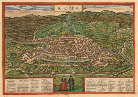 Antique Pictorial Map Of Rome Italy Old Cartographic Map Antique