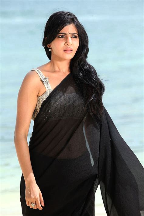 Glamorous Indian Girl Samantha Ruth Prabhu Photos In Black Saree